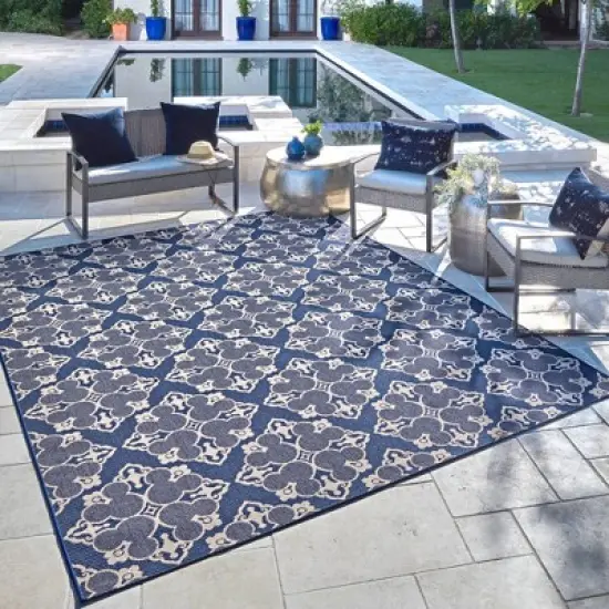 Mickey Mouse & Friends Medallion Outdoor Rug Navy image {2}