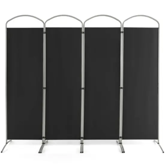 Costway 4 Panels Folding Room Divider 6 Ft Tall Fabric Privacy Screen Black/Brown/Grey/White image {9}