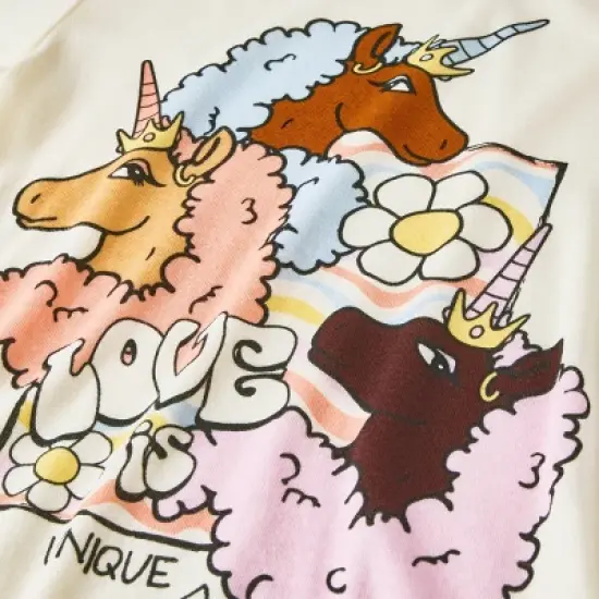 Girls' Afro Unicorn Snug Fit 4pc Pajama Set - Blue/Pink image {2}