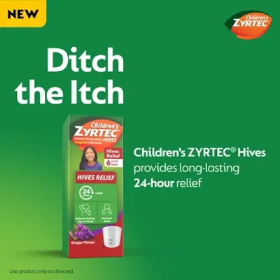 Zyrtec Children's Hives Relief Treatment Liquid - Cetirizine - Grape - 4 fl oz image {1}
