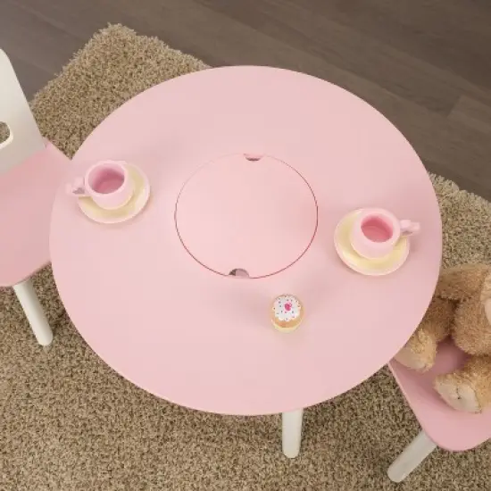 Round Storage Table and Chair Set White/Pink - KidKraft image {10}