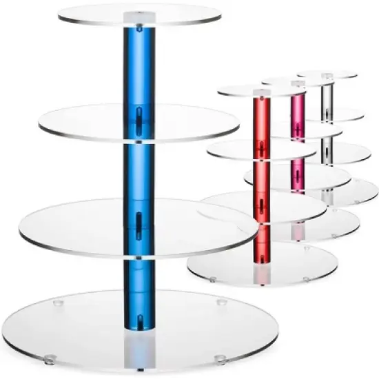 4-Tier Acrylic Cupcake Stand for 36 Cupcakes, Cupcake Tower Made with Finest Food Grade Acrylic, Cupcake Holder Designed with Glassy Stem image {5}