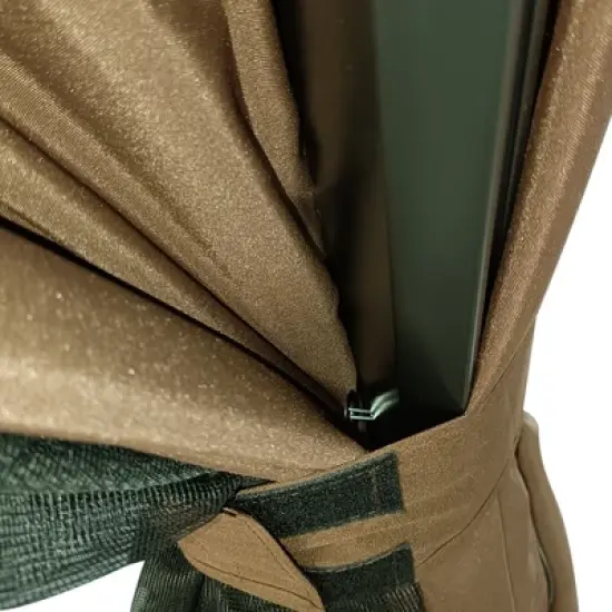 Outsunny Metal Hardtop Gazebo with Mesh Sidewalls & Curtains, Double Roof Pavilion for Patio, Backyard, Deck, Porch image {5}