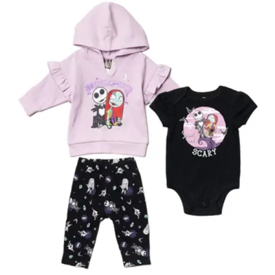 Disney Nightmare Before Christmas Oogie Boogie Fleece Pullover Hoodie Bodysuit & Pants 3 Pcs Outfit Set Newborn to Infant image {7}