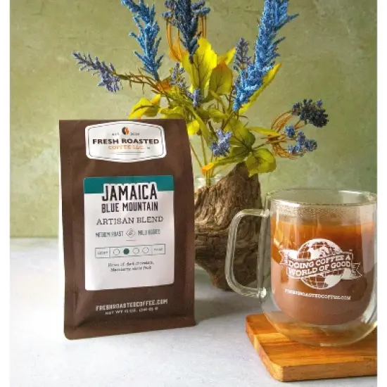 Fresh Roasted Coffee, Jamaica Blue Mountain Blend, Medium Roast Ground Coffee - 12oz image {1}