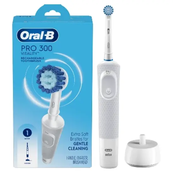 Oral-B Pro 300 Vitality Rechargeable Electric Toothbrush with Brush Head - White image {1}