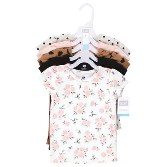 Hudson Baby Infant and Toddler Girl Short Sleeve T-Shirts, Cinnamon Pink Prints image {1}