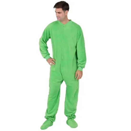 Footed Pajamas - Emerald Green Adult Fleece Onesie image {2}