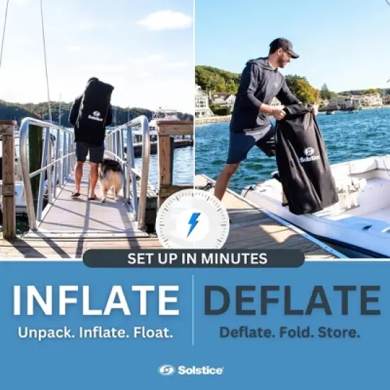 SOLSTICE Circular Inflatable Mesh Dock Platform for Lake, Boat, Pool, Ocean, for Adults, Kids, and Pet Dogs Up to 6 People, Water Mat Swim Raft, 8' image {5}