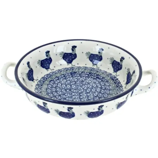 Blue Rose Polish Pottery C40 Ceramika Artystyczna Mini Casserole Dish with Handles image {2}