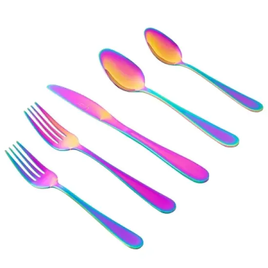 Gibson Home Stravida 20 Piece Flatware set in Rainbow Stainless Steel image {1}