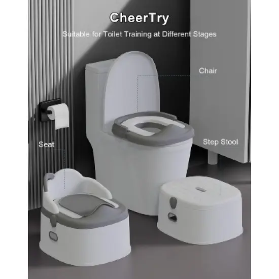 BabyBond 3 in 1 Potty Training Toilet & Training Seat & Sturdy Step Stool,Gray image {7}