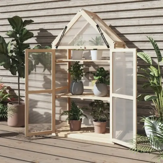 Home-Complete Wood Cold Frame Greenhouse with Adjustable Shelves image {1}