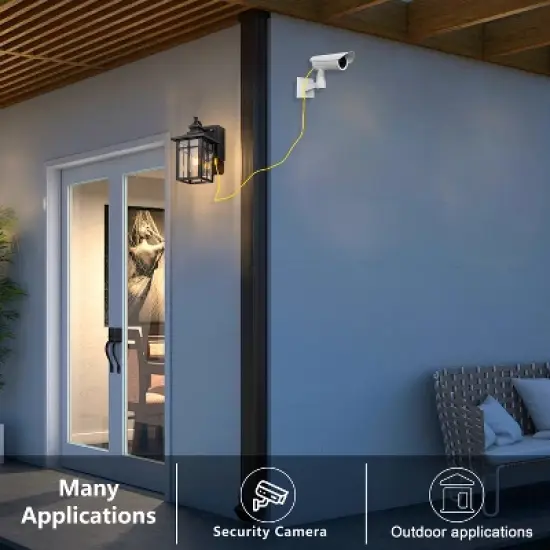 C Cattleya 11in Matte Black Dusk to Dawn Outdoor Wall Lantern Sconce with GFCI Outlet image {4}