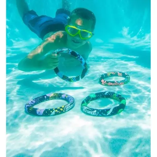 Swim Central 4ct Swimming Pool Dive Rings 7.5" - Vibrantly Colored image {1}
