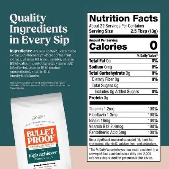 Bulletproof The High Achiever Ground Coffee - 10oz image {6}