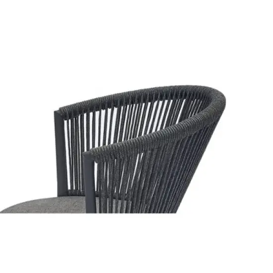 3pc Outdoor Wicker Conversation Set with Cushions - Dark Gray - GODEER image {6}