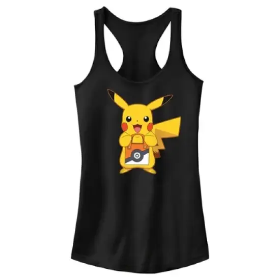 Junior's Pokemon Halloween Trick or Treat Pikachu Racerback Tank Top image {4}