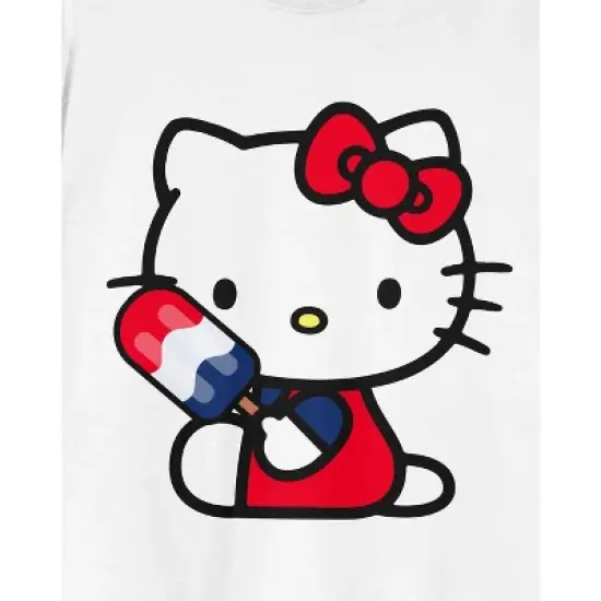 Hello Kitty Patriotic Popsicle Women's White Crew Neck Short Sleeve T-shirt image {1}