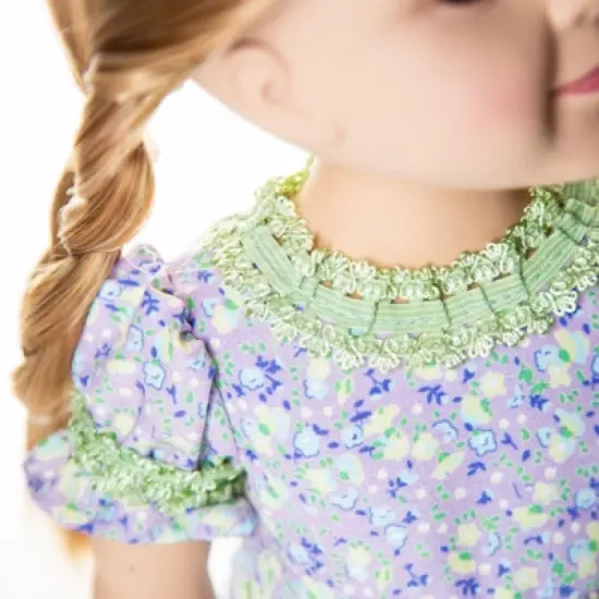 The Queen's Treasures 18 Inch Doll 3 Piece Purple and Green Prairie Dress image {5}