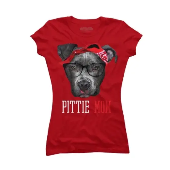 Junior's Design By Humans Mother's Day Pittie Mom Pitbull Dog Lovers By dandingroz T-Shirt image {5}