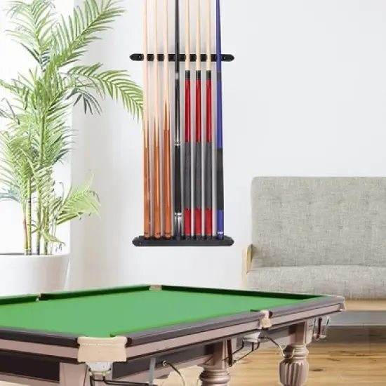 GSE 2-Piece Wood Wall Mounted Pool Cue Rack, Billiard Cue Sticks Wall Rack Set, Holds 8 Pool Cue Sticks image {6}