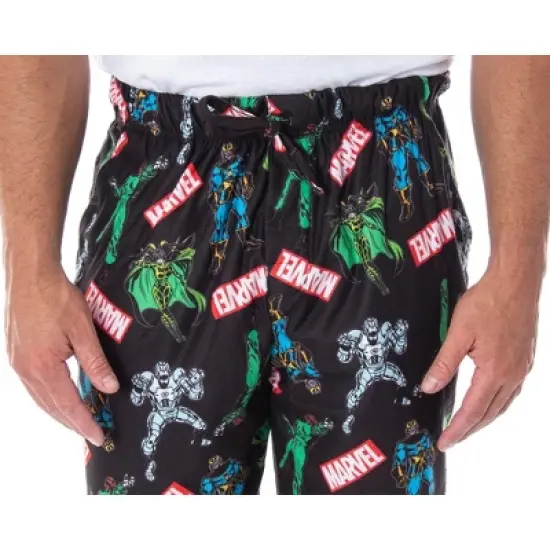 Marvel Men's Vintage Villains Thanos Red Skull Hela Ultron Pajama Pants Black image {1}