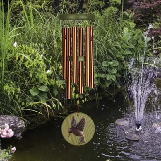 Woodstock Wind Chimes Signature Collection, Woodstock Habitats Chime, 17'' Green Hummingbird Wind Chime HCGH image {1}
