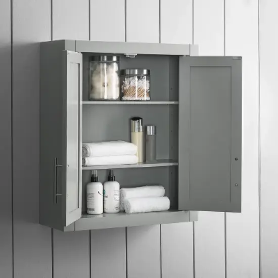 Savannah Wall Cabinet Gray - Crosley image {4}