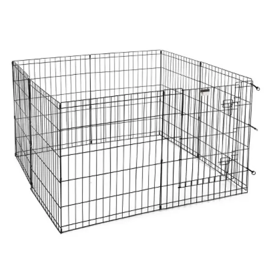 Pet Adobe 8-Panel Folding Metal Pet Playpen &ndash; Black image {5}