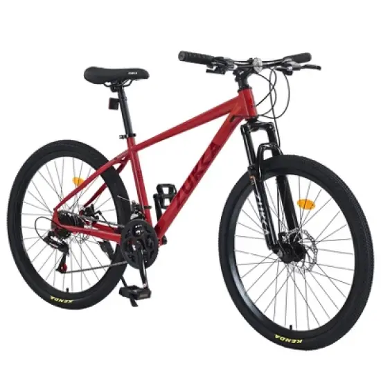 INFURNIC Bicycles, 26 Inch Mountain Bike, MTB with Suspension Fork for Men and Women, Red, 24.41"*37"*65.75" image {4}