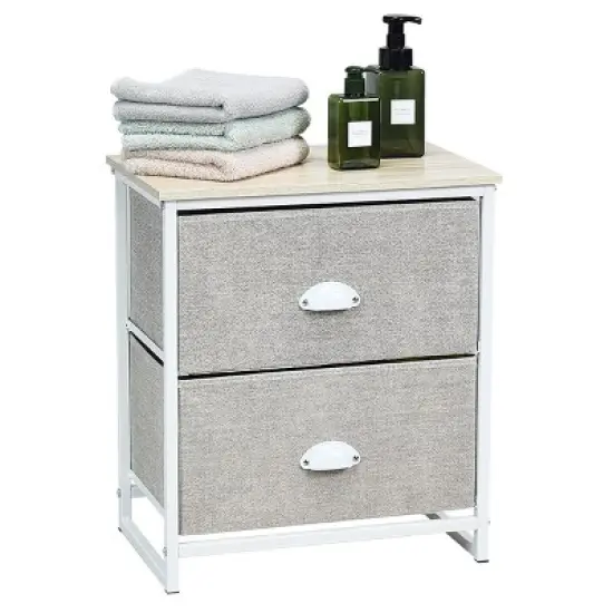 Tangkula 2-Drawer Nightstands Organizer End Table Storage Unit Bedroom White/Black image {3}