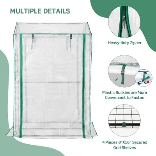 Costway 39'' x 32'' x 59'' Walk-in Garden Greenhouse Warm House for Plant Growing image {7}