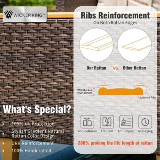 Captiva Designs 12pc Outdoor Wicker Rattan Patio Half-Moon Curved Sectional Sofa Set with Cushioned Ottoman image {3}