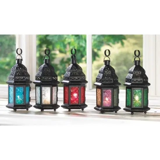 Iron/Glass Moroccan Style Outdoor Lantern - Zingz & Thingz image {1}