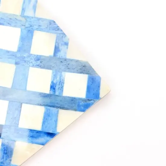 White/Blue Dyed Bone Inlaid Square Coaster Set-4x4in image {2}