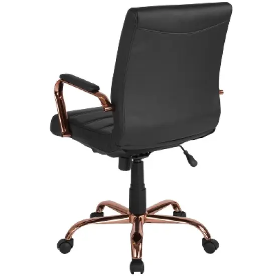 Emma and Oliver Mid-Back Executive Swivel Office Chair with Metal Frame and Arms image {6}