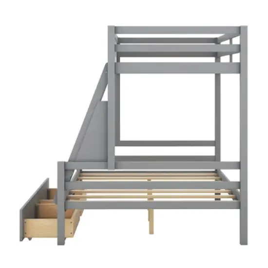 Twin over Full Bunk Bed with Whiteboard, 3 Hooks and 2 Drawers-ModernLuxe image {7}