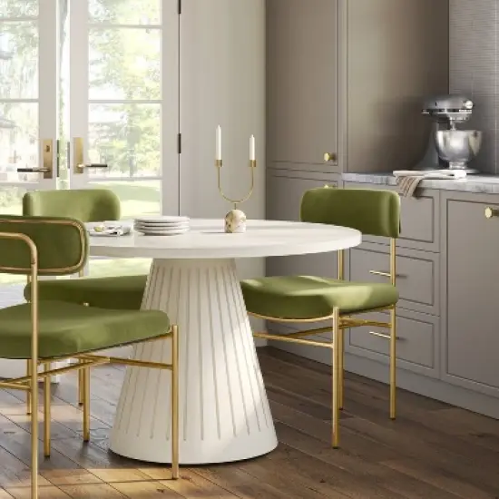 Orion Luxe Dining Chair with Brass Legs Olive Green Velvet - Threshold&trade; image {1}
