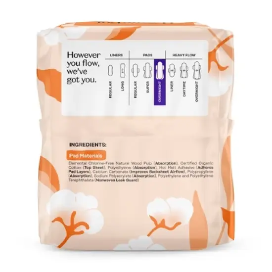 The Honey Pot Company, Non-Herbal Overnight Pads with Wings, Organic Cotton Cover - 12 ct image {10}