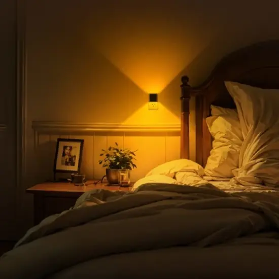 DORESshop 2-Pack 1W Plug-in Amber Square Wall Night Lights, Up & Down Illumination, Modern Bedroom or Hallway Accent image {6}