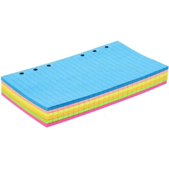 6 Pack 40 Sheets Each 6 Hole Ring Punch College Ruled Lined Filler Paper Notebook Writing Paper, 6.8 x 3.75 in, Neon Colors image {3}