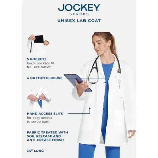 Jockey Women's 34" Unisex Scrub Lab Coat image {3}