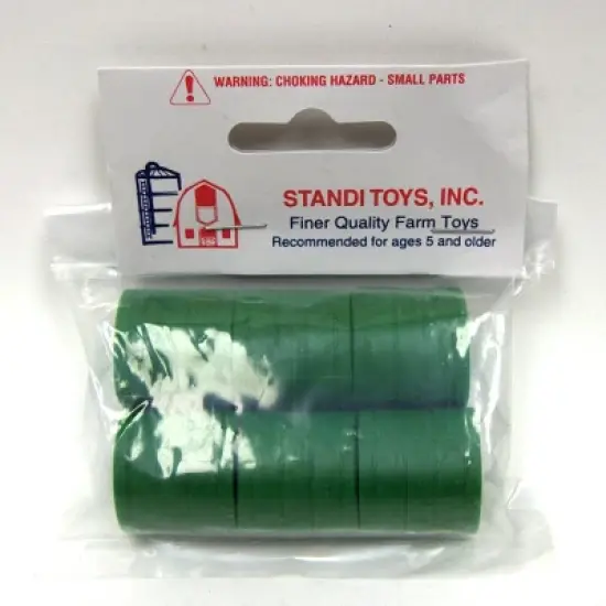 Standi Toys 1/64 6 pack of Green Plastic Round Hay Bales ST334 image {1}
