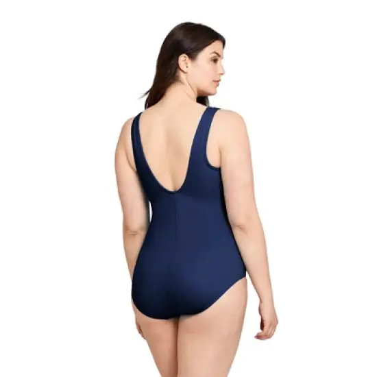 Lands' End Women's Mastectomy Chlorine Resistant Tugless One Piece Swimsuit Soft Cup image {1}