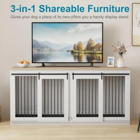 Large Dog Crate Furniture for Large Breed, Heavy Duty Dog Kennel with Divider,All Steel Frame Crate image {2}