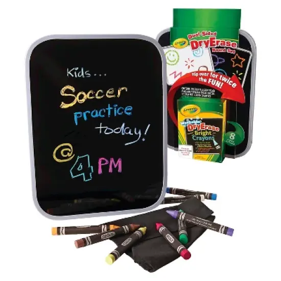 Crayola Dual Sided Dry Erase Board Set with Dry Erase Crayons 8ct: Kids Whiteboard & Presentation Board Accessories image {3}