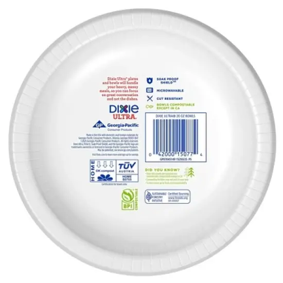 Dixie Ultra Dinner Paper Bowls - 28ct/20oz image {5}