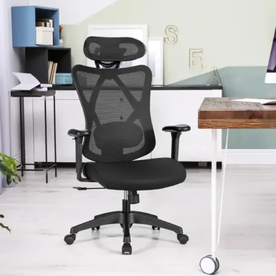 Costway Ergonomic High Back Mesh Office Chair w/ Adjustable Lumbar Support image {1}