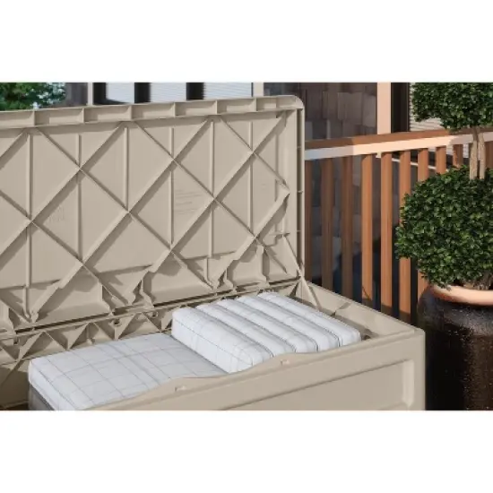 Suncast 73gal Deck Box With Seat Tan image {2}